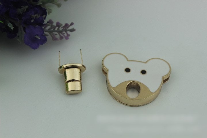 Bear Twist Turn Lock Bag Hardware Light Gold Black White 1/10 pcs Handmade Purse Handbag Making Metal 40 35 mm 1 5/8 1 3/8" Supplies