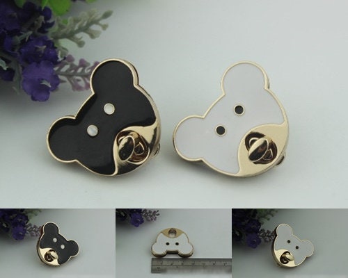 Bear Twist Turn Lock Bag Hardware Light Gold Black White 1/10 pcs Handmade Purse Handbag Making Metal 40 35 mm 1 5/8 1 3/8" Supplies