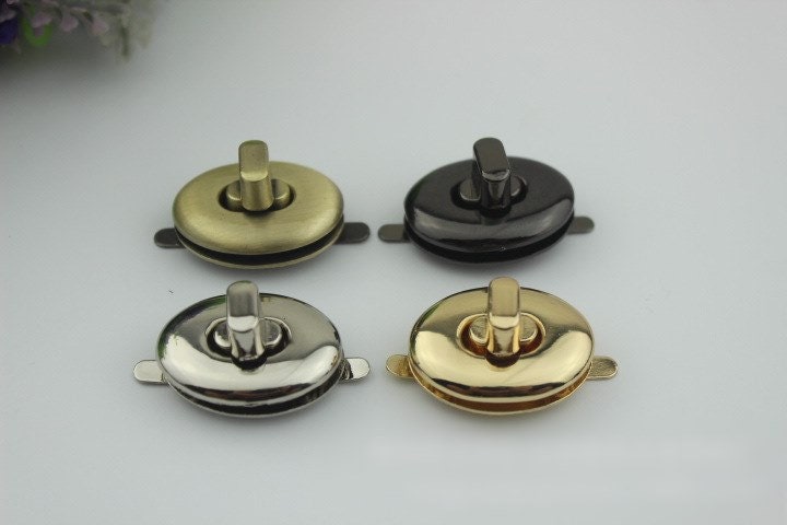 Oval Twist Turn Lock Bag Hardware Gold Silver Gunmetal Bronze 1/10 pcs Handmade Purse Handbag Making Metal 28 19 mm 1 1/8 3/4" Supplies