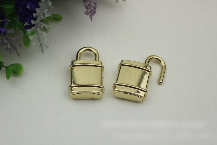 Padlock Bag Hardware Rectangle Light Gold 40x22mm 1/20 pcs Handmade Purse Handbag Making Metal Bulk Wholesale Accessories Supplies