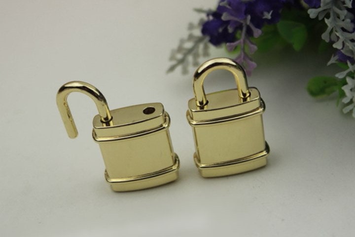 Padlock Bag Hardware Rectangle Light Gold 40x22mm 1/20 pcs Handmade Purse Handbag Making Metal Bulk Wholesale Accessories Supplies