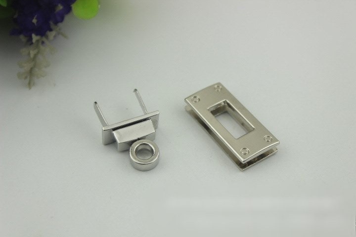 Rectangle Twist Turn Lock Bag Hardware Gold Silver Gunmetal Bronze 1/10 pcs Handmade Purse Handbag Making Metal 35 mm 1 3/8" Supplies