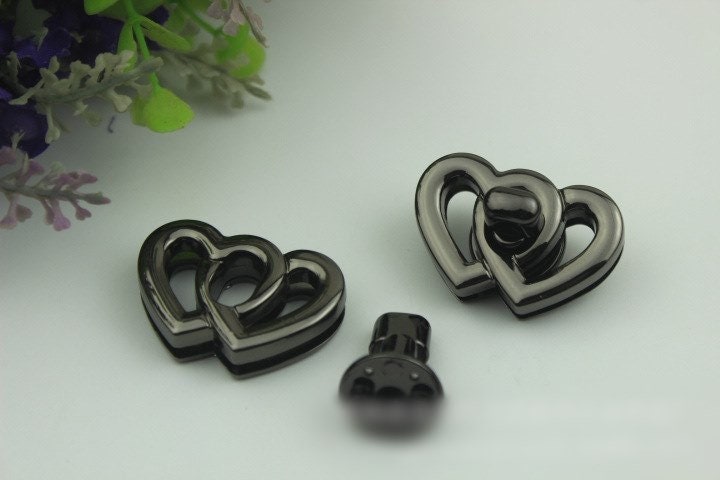 Heart Twist Turn Lock Bag Hardware Gold Silver Gunmetal Bronze 1/10 pcs Handmade Purse Handbag Making Metal 37 25 mm 1 1/2 1" Supplies Bulk