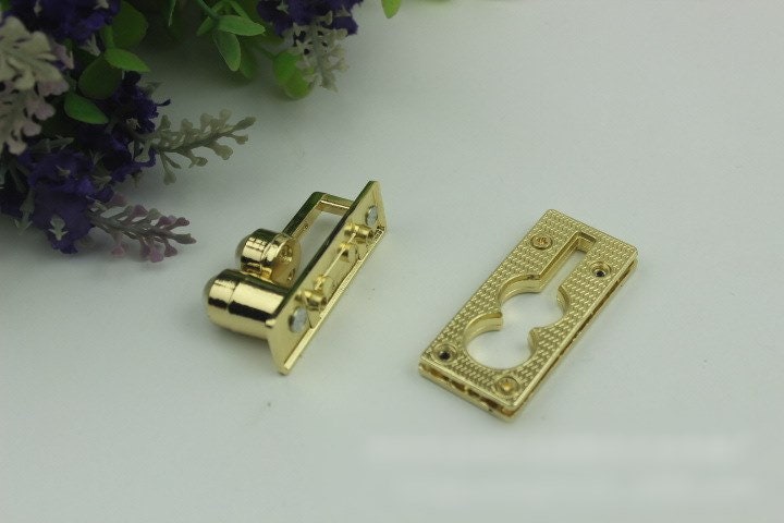 Rectangle Twist Turn Lock Bag Hardware Light Gold Gunmetal Bronze 1/10 pcs Handmade Purse Handbag Making Metal 50 20 mm 2 7/8" Supplies Bulk