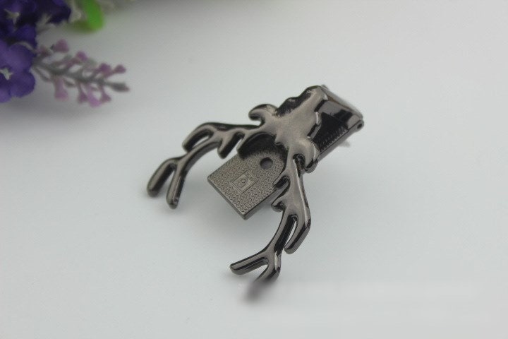 Deer Head Rectangle Label Bag Hardware Light Gold Gunmetal Black 1/10 pcs Handmade Purse Handbag Making Metal 40 mm 1 5/8" Supplies Bulk