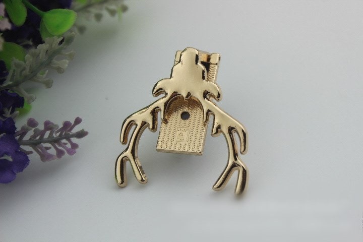 Deer Head Rectangle Label Bag Hardware Light Gold Gunmetal Black 1/10 pcs Handmade Purse Handbag Making Metal 40 mm 1 5/8" Supplies Bulk