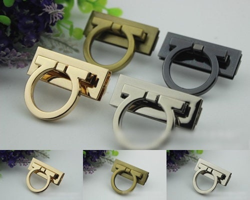 Mortise Twist Turn Lock Bag Hardware Gold Silver Gunmetal Bronze 1/10 pcs Handmade Purse Handbag Making Metal 53 20mm 2 1/8 3/4" Supplies