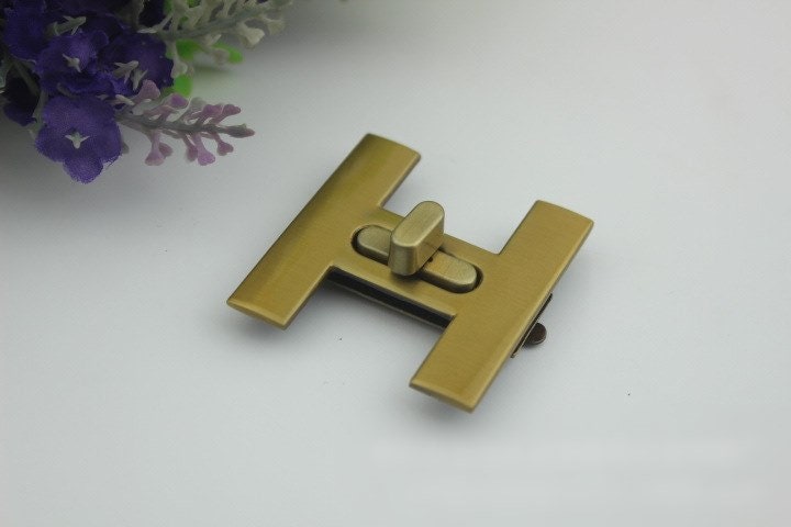 H-Shaped Twist Turn Lock Bag Hardware Gold Silver Gunmetal Bronze 1/10 pcs Handmade Purse Handbag Making Metal 45 mm 1 3/4" Supplies Bulk