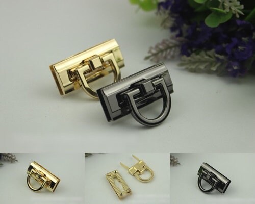 Rectangle Twist Turn Lock Bag Hardware Light Gold Gunmetal Black 1/10 pcs Handmade Purse Handbag Making Metal 41 17 mm 1 5/8 5/8" Supplies