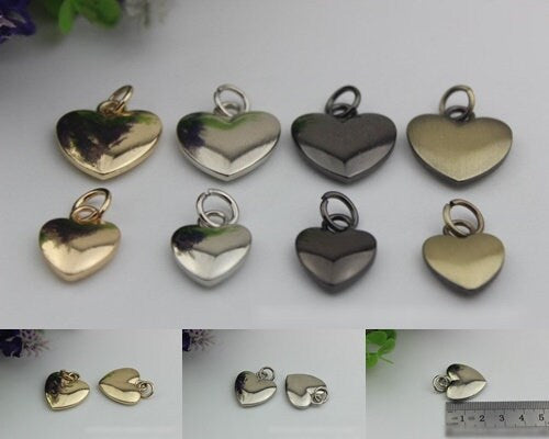 Heart Zipper Pull 1/10 pcs Bag Hardware Charm Slider Metal Gold Silver Gunmetal Bronze Wholesale Handmade Purse Handbag Making 22 15mm Bulk