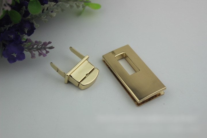 Rectangle Twist Turn Lock Bag Hardware Light Gold Gunmetal Black 1/10 pcs Handmade Purse Handbag Making Metal 47 mm 1 7/8" Supplies Bulk