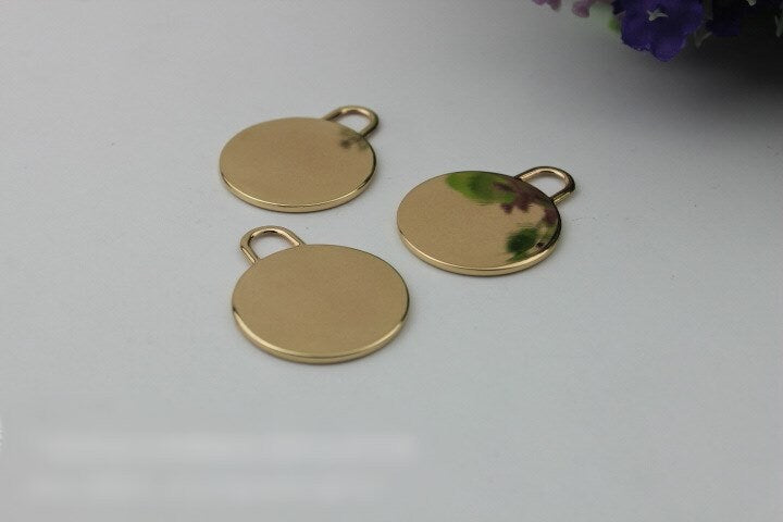 Round Tongue Zipper Pull Bag Hardware Charm Slider Metal Light Gold 1/10 pcs Wholesale Handmade Purse Handbag Making 25mm 1 Inch Supplies