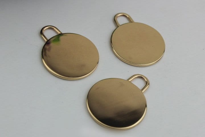 Round Tongue Zipper Pull Bag Hardware Charm Slider Metal Light Gold 1/10 pcs Wholesale Handmade Purse Handbag Making 25mm 1 Inch Supplies