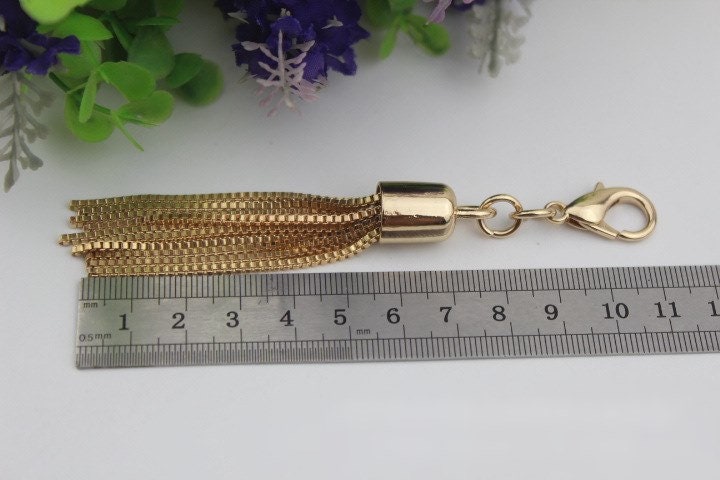 Tassel Keychain Bag Hardware Cute Light Gold 1/10 pcs Handmade Purse Handbag Making Metal Charms 110mm 4 1/4 Inch Bulk Wholesale Supplies