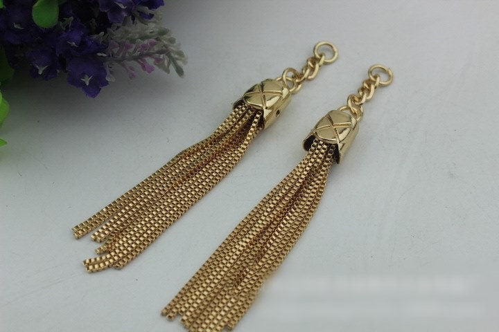 Tassel Keychain Bag Hardware Cute Light Gold 1/10 pcs Handmade Purse Handbag Making Metal Charms 120mm 4 3/4 Inch Bulk Wholesale Supplies