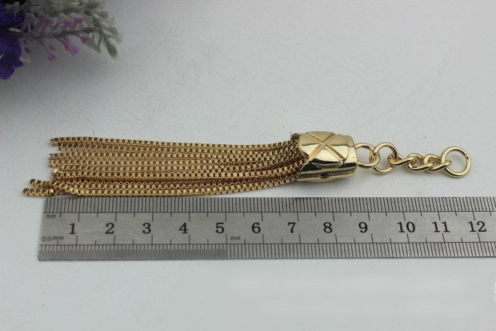 Tassel Keychain Bag Hardware Cute Light Gold 1/10 pcs Handmade Purse Handbag Making Metal Charms 120mm 4 3/4 Inch Bulk Wholesale Supplies