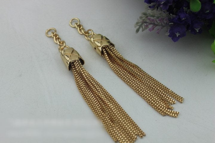 Tassel Keychain Bag Hardware Cute Light Gold 1/10 pcs Handmade Purse Handbag Making Metal Charms 120mm 4 3/4 Inch Bulk Wholesale Supplies