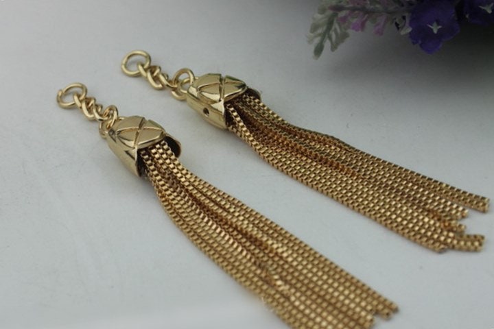 Tassel Keychain Bag Hardware Cute Light Gold 1/10 pcs Handmade Purse Handbag Making Metal Charms 120mm 4 3/4 Inch Bulk Wholesale Supplies