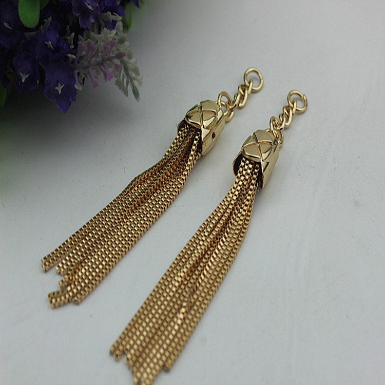 Tassel Keychain Bag Hardware Cute Light Gold 1/10 pcs Handmade Purse Handbag Making Metal Charms 120mm 4 3/4 Inch Bulk Wholesale Supplies