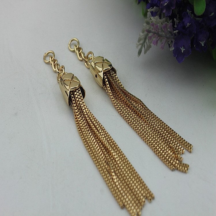 Tassel Keychain Bag Hardware Cute Light Gold 1/10 pcs Handmade Purse Handbag Making Metal Charms 120mm 4 3/4 Inch Bulk Wholesale Supplies