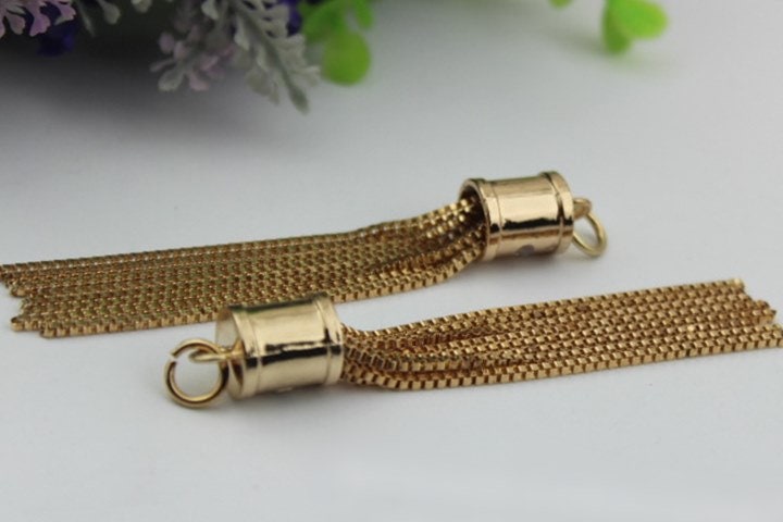 Tassel Keychain Bag Hardware Cute Light Gold 1/10 pcs Handmade Purse Handbag Making Metal Charms 95mm 3 3/4 Inch Bulk Wholesale Supplies