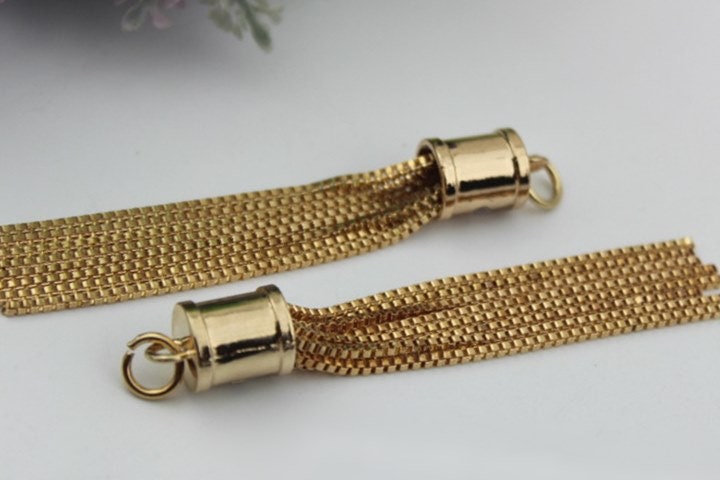 Tassel Keychain Bag Hardware Cute Light Gold 1/10 pcs Handmade Purse Handbag Making Metal Charms 95mm 3 3/4 Inch Bulk Wholesale Supplies