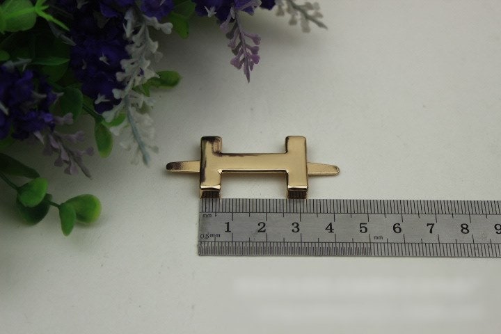 H-Shaped Purse Label 1/10pcs Bag Hardware Charm Light Gold Handmade Purse Handbag Making Metal Decoration 32mm 1 1/4" Wholesale Supplies