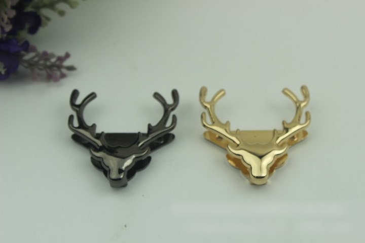 Antler Purse Label 1/10pcs Bag Hardware Charm Gold Gunmetal Handmade Purse Handbag Making Metal Decoration 42mm 1 5/8" Wholesale Supplies