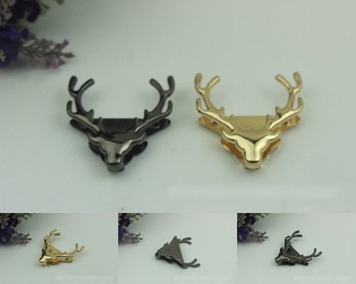 Antler Purse Label 1/10pcs Bag Hardware Charm Gold Gunmetal Handmade Purse Handbag Making Metal Decoration 42mm 1 5/8" Wholesale Supplies