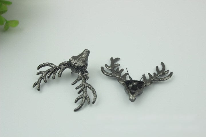 Antler Purse Label 1/10pcs Bag Hardware Charm Gold Silver Gunmetal Handmade Purse Handbag Making Metal Decoration 50mm 2" Wholesale Supplies