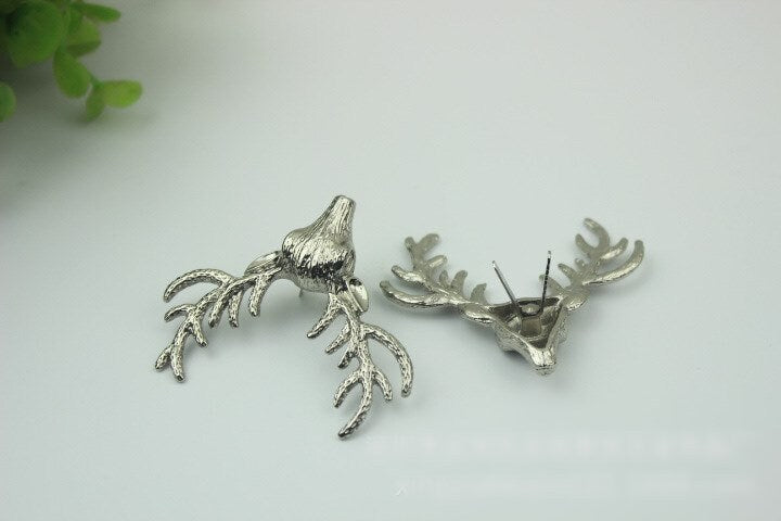 Antler Purse Label 1/10pcs Bag Hardware Charm Gold Silver Gunmetal Handmade Purse Handbag Making Metal Decoration 50mm 2" Wholesale Supplies