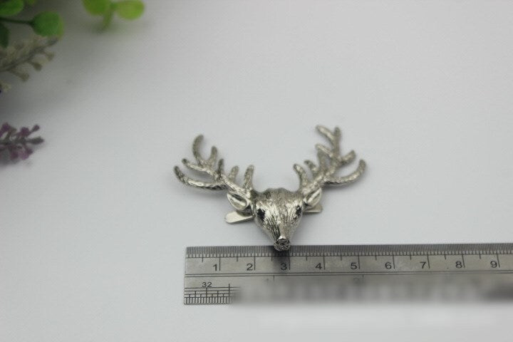 Antler Purse Label 1/10pcs Bag Hardware Charm Gold Silver Gunmetal Handmade Purse Handbag Making Metal Decoration 50mm 2" Wholesale Supplies