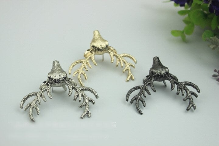 Antler Purse Label 1/10pcs Bag Hardware Charm Gold Silver Gunmetal Handmade Purse Handbag Making Metal Decoration 50mm 2" Wholesale Supplies