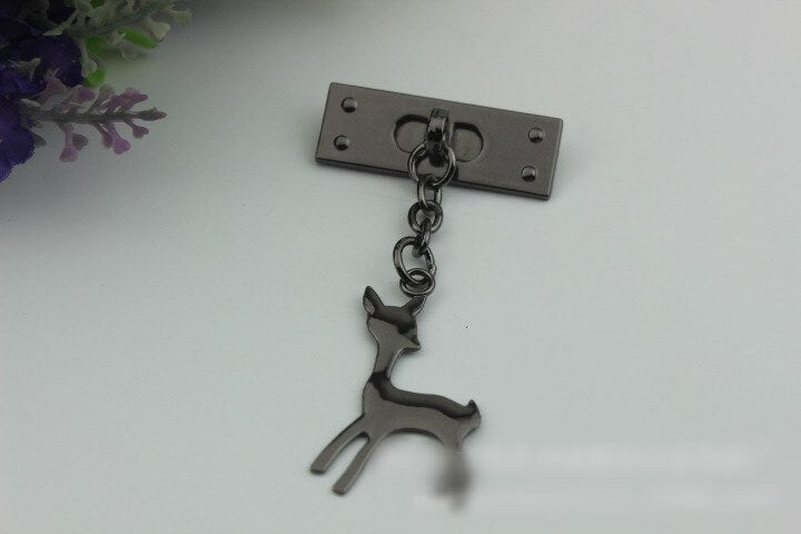 Deer Purse Label 1/10pcs Bag Hardware Charm Gold Gunmetal Handmade Purse Handbag Making Metal Decoration 75mm 2 7/8" Wholesale Bulk Supplies