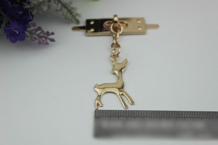 Deer Purse Label 1/10pcs Bag Hardware Charm Gold Gunmetal Handmade Purse Handbag Making Metal Decoration 75mm 2 7/8" Wholesale Bulk Supplies