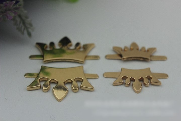 Crown Shaped Purse Label 1/10pcs Bag Hardware Charm Light Gold Handmade Purse Handbag Making Metal Decoration 30mm 1 1/4" Wholesale Supplies