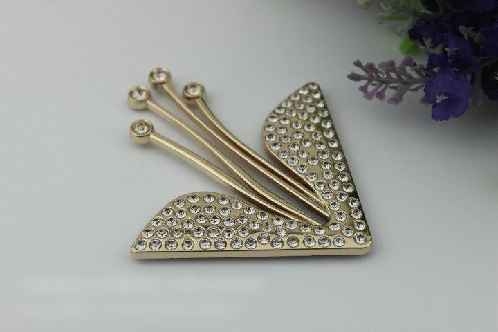 Flowers Purse Label 1/10pcs Bag Hardware Charm Light Gold Handmade Purse Handbag Making Metal Decoration 80mm 3 1/8" Wholesale Supplies