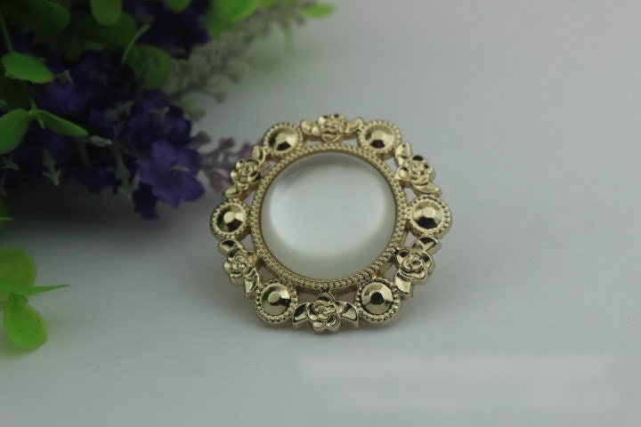 Flower Round Purse Label 1/10pcs Bag Hardware Charm Light Gold Handmade Purse Handbag Making Metal Decoration 45mm 1 3/4" Wholesale Supplies