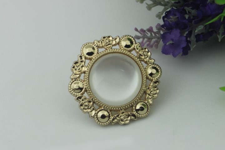 Flower Round Purse Label 1/10pcs Bag Hardware Charm Light Gold Handmade Purse Handbag Making Metal Decoration 45mm 1 3/4" Wholesale Supplies