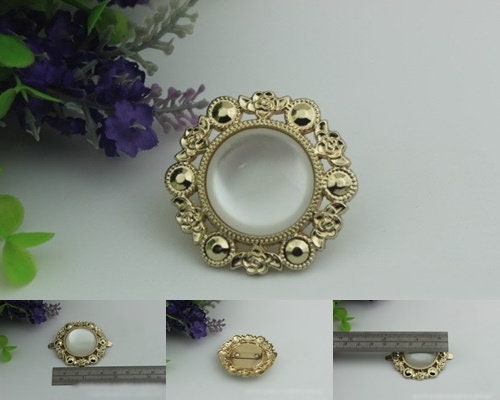 Flower Round Purse Label 1/10pcs Bag Hardware Charm Light Gold Handmade Purse Handbag Making Metal Decoration 45mm 1 3/4" Wholesale Supplies