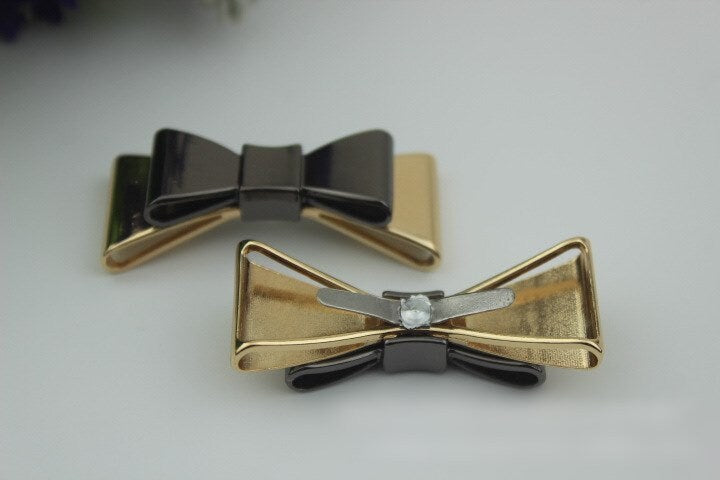 Bow-Knot Purse Label 1/10pcs Bag Hardware Charm Gold Gunmetal Handmade Purse Handbag Making Metal Decoration 50mm 2" Wholesale Supplies