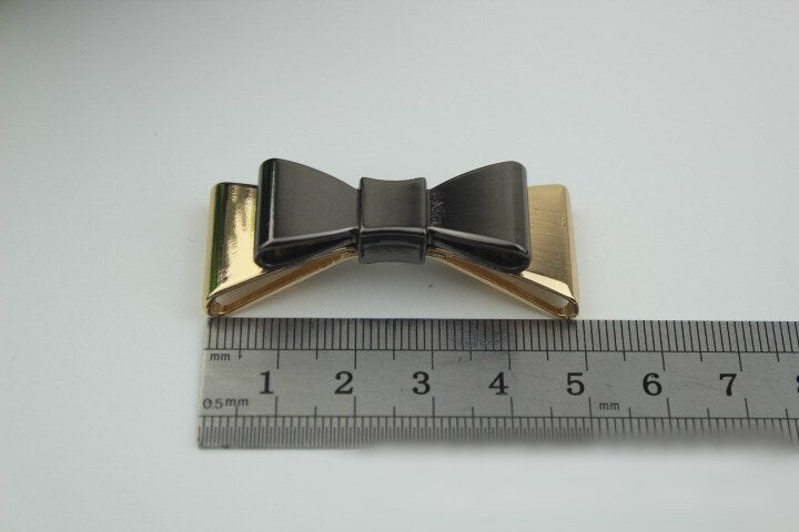 Bow-Knot Purse Label 1/10pcs Bag Hardware Charm Gold Gunmetal Handmade Purse Handbag Making Metal Decoration 50mm 2" Wholesale Supplies