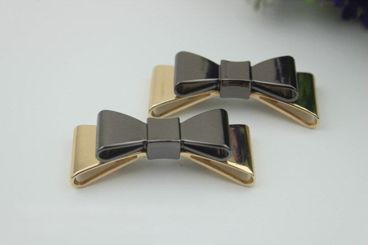 Bow-Knot Purse Label 1/10pcs Bag Hardware Charm Gold Gunmetal Handmade Purse Handbag Making Metal Decoration 50mm 2" Wholesale Supplies