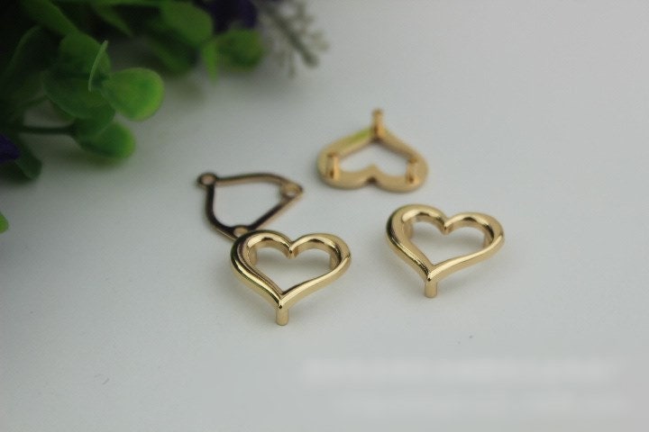 Heart Shaped Purse Label 1/10pcs Bag Hardware Charm Light Gold Handmade Purse Handbag Making Metal Decoration 20mm 3/4" Wholesale Supplies