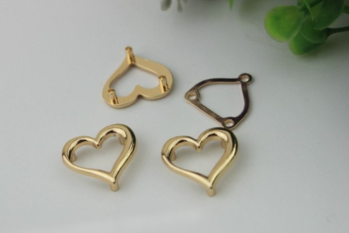 Heart Shaped Purse Label 1/10pcs Bag Hardware Charm Light Gold Handmade Purse Handbag Making Metal Decoration 20mm 3/4" Wholesale Supplies