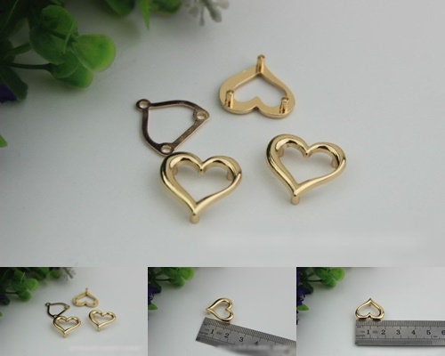 Heart Shaped Purse Label 1/10pcs Bag Hardware Charm Light Gold Handmade Purse Handbag Making Metal Decoration 20mm 3/4" Wholesale Supplies