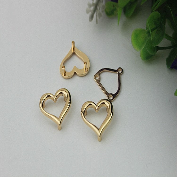 Heart Shaped Purse Label 1/10pcs Bag Hardware Charm Light Gold Handmade Purse Handbag Making Metal Decoration 20mm 3/4" Wholesale Supplies