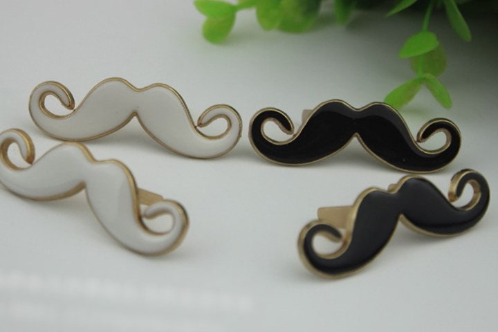 Fanny Mustache Purse Label 1/10pcs Bag Hardware Charm White Black Handmade Purse Handbag Making Metal Decoration 50mm 2" Wholesale Supplies