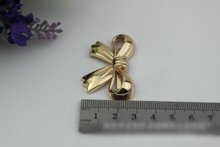 Bow-Knot Purse Label 1/10pcs Bag Hardware Charm Light Gold Handmade Purse Handbag Making Metal Decoration 45mm 1 3/4" Wholesale Supplies