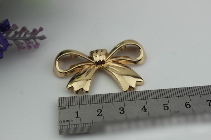 Bow-Knot Purse Label 1/10pcs Bag Hardware Charm Light Gold Handmade Purse Handbag Making Metal Decoration 45mm 1 3/4" Wholesale Supplies